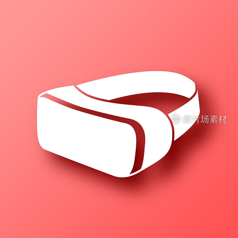 虚拟现实头盔- VR。图标在红色背景与阴影